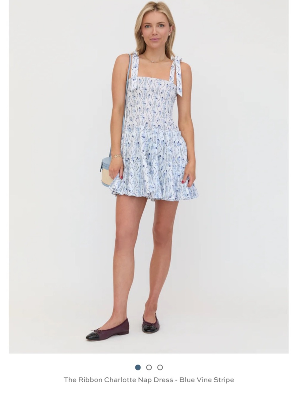 Hill House nap dress in Light Blue and White Vine Print